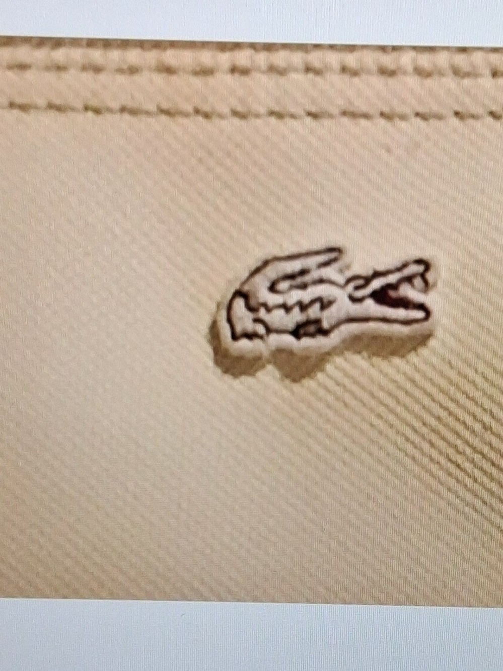 Lacoste Beige Canvas Shoulder Bag with Crocodile Emblem